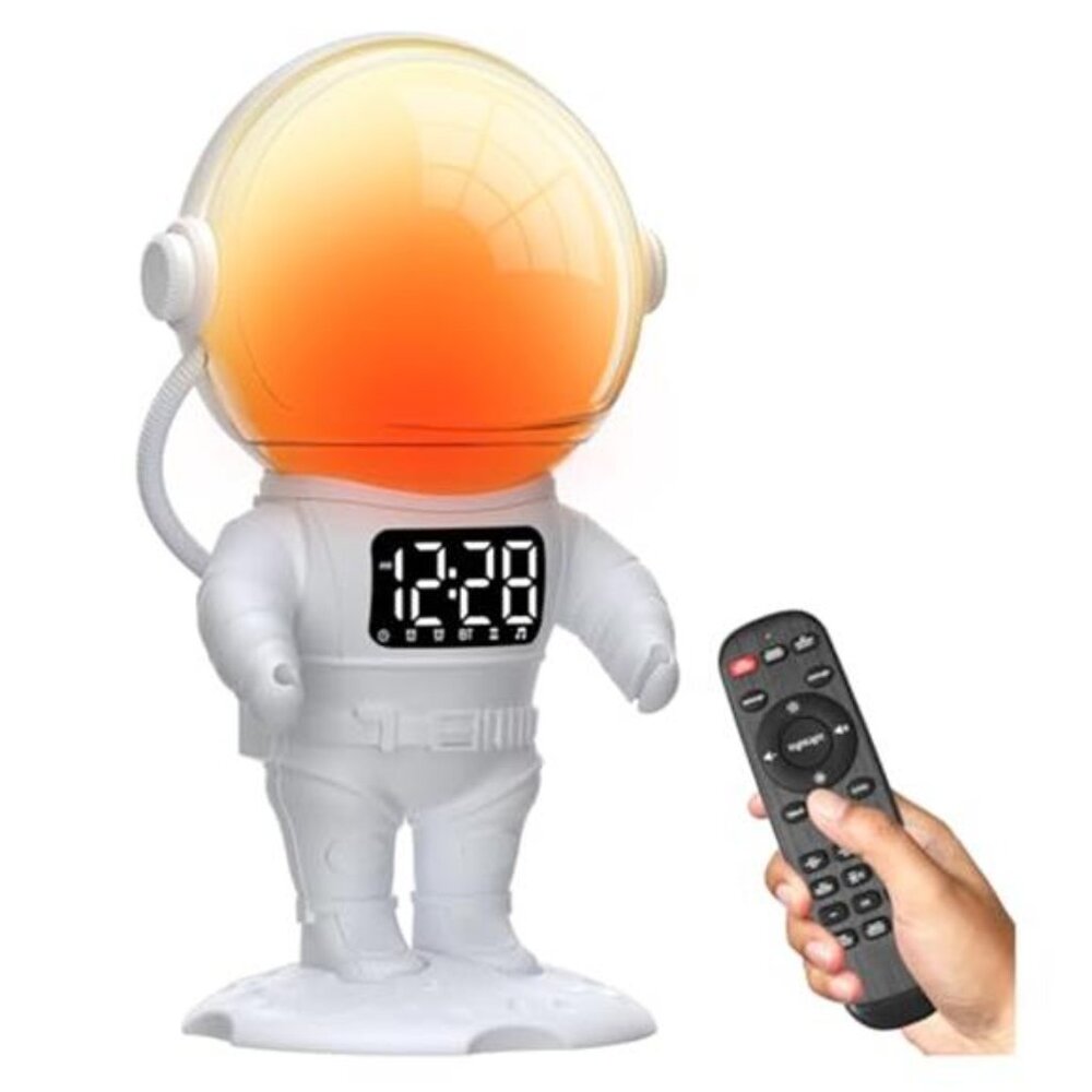 Astronaut Alarm Clock Kids White Noise Sleep Machine Bluetooth Night Light Lamp